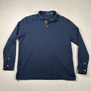 Polo Ralph Lauren Shirt Mens XL Chevron Navy Long Sleeve Blue Preppy Custom Slim